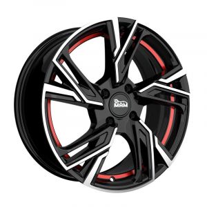 Janta aliaj MAM Felgen RS5 6.5x16 4x100 et35 BLACK FRONT POLISH RED INSIDE