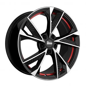 Janta aliaj MAM Felgen RS6 7x16 5x100 et38 BLACK FRONT POLISH RED INSIDE
